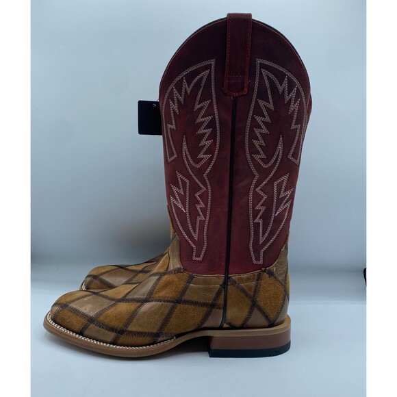 Horse Power Anderson Bean Boots HP1103 Mens 9 D Brown Suede Patchwork Red main image 12